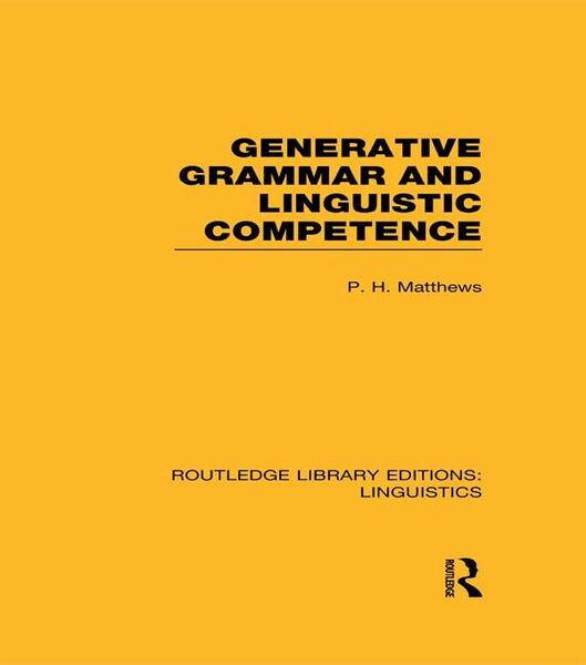 Produktbild: Generative Grammar and Linguistic Competence