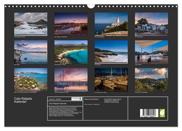 Produktbild: Cala Ratjada Kalender (Wandkalender 2026 DIN A3 quer), CALVENDO Monatskalender