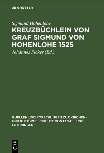 Produktbild: Kreuzb&uuml;chlein von Graf Sigmund von Hohenlohe 1525