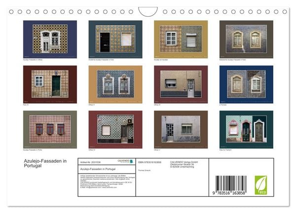 Produktbild: Azulejo-Fassaden in Portugal (Wandkalender 2026 DIN A4 quer), CALVENDO Monatskalender