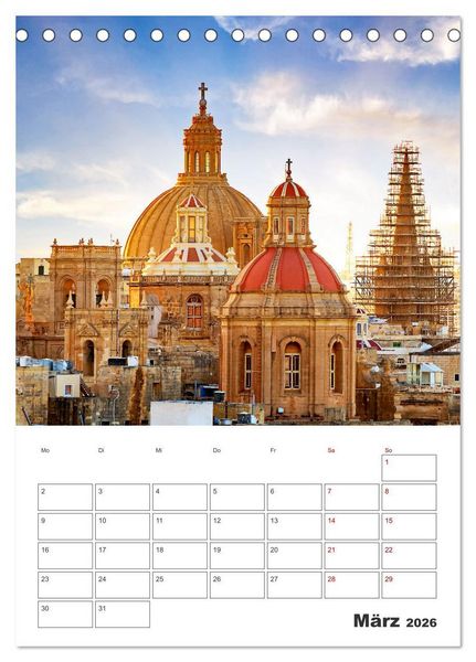 Produktbild: Valletta - K&uuml;stenstadt mit Charme (Tischkalender 2026 DIN A5 hoch), CALVENDO Monatskalender