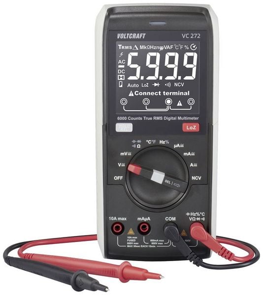Produktbild: VOLTCRAFT VC272 Hand-Multimeter digital True RMS LoZ CAT III 600V Anzeige (Counts): 6000