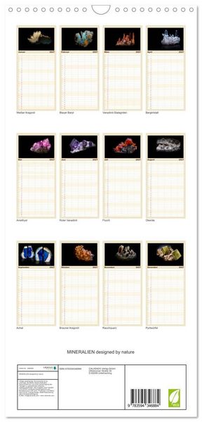 Produktbild: Familienplaner 2027 - MINERALIEN designed by nature mit 5 Spalten (Wandkalender, 21 x 45 cm) CALVENDO