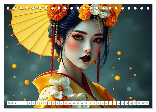 Produktbild: Dunkle Eleganz der Geishas (Tischkalender 2027 DIN A5 quer), CALVENDO Monatskalender