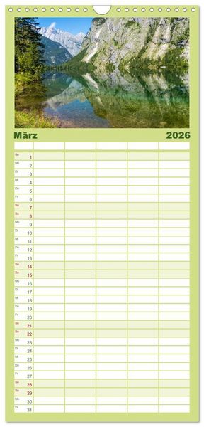 Produktbild: Familienplaner 2026 - Malerische Seen in Bayern mit 5 Spalten (Wandkalender, 21 x 45 cm) CALVENDO