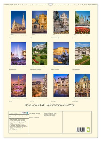 Produktbild: Meine sch&ouml;ne Stadt - ein Spaziergang durch Wien (Wandkalender 2026 DIN A2 hoch), CALVENDO Monatskalender