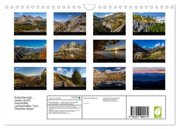 Produktbild: Entschleunigt ... reisen durch traumhafte Landschaften "Les Grandes Alpes" (Wandkalender 2026 DIN A4 quer), CALVENDO Monatskalender