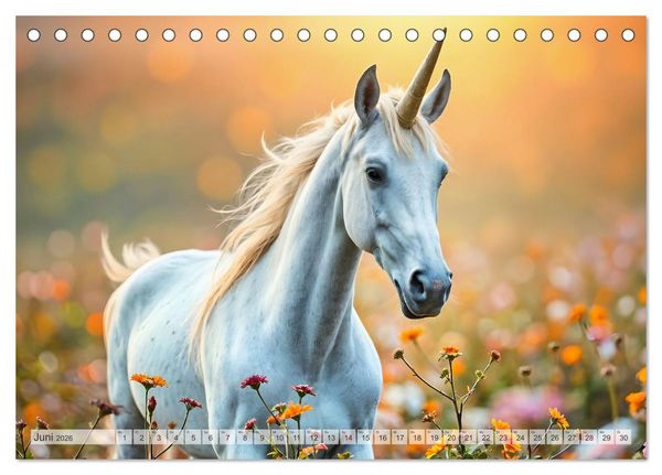 Produktbild: Einhorn Zauberwelt - Die m&auml;rchenhafte Welt der KI Einh&ouml;rner (Tischkalender 2026 DIN A5 quer), CALVENDO Monatskalender