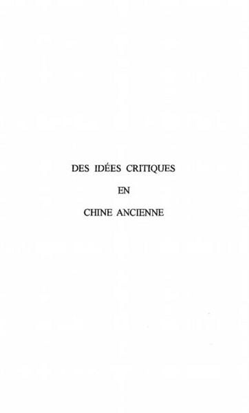 Produktbild: Idees (des) Critiques En Chine Ancienne
