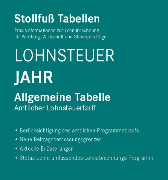 Tabelle, Lohnsteuer 2026 Jahr, Taschenbuch von , Stollfuß Verlag, 978-3-08-335126-9