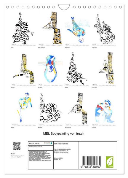 Produktbild: MEL Bodypainting von fru.ch (Wandkalender 2026 DIN A4 hoch), CALVENDO Monatskalender