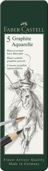 Produktbild: Faber-Castell Aquarellbleistifte Graphite Aquarelle, HB 2B 4B 6B 8B, 5er Set
