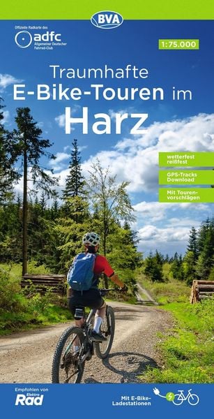Produktbild: BVA ADFC Regionalkarte Traumhafte E-Bike-Touren im Harz 1:75.000
