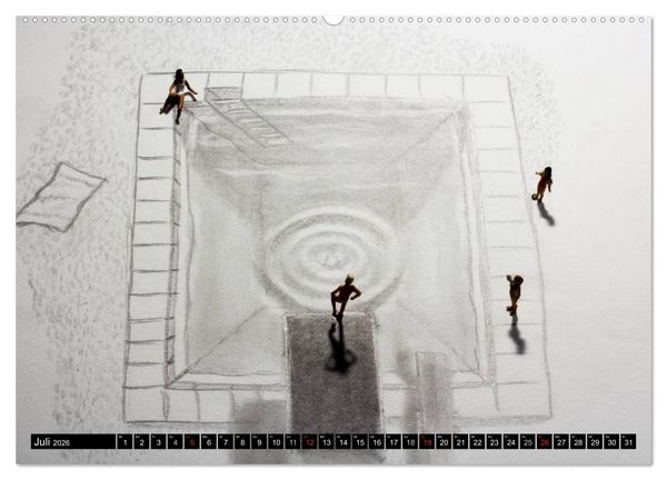 Produktbild: PAPERminis &ndash; Ein Mixed-Media-Figuren-Projekt mit Stift und Papier (hochwertiger Premium Wandkalender 2026 DIN A2 quer), Kunstdruck in Hochglanz
