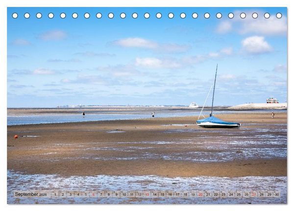 Produktbild: Norddeich Spaziergang vom Hafen bis zum Strand (Tischkalender 2026 DIN A5 quer), CALVENDO Monatskalender