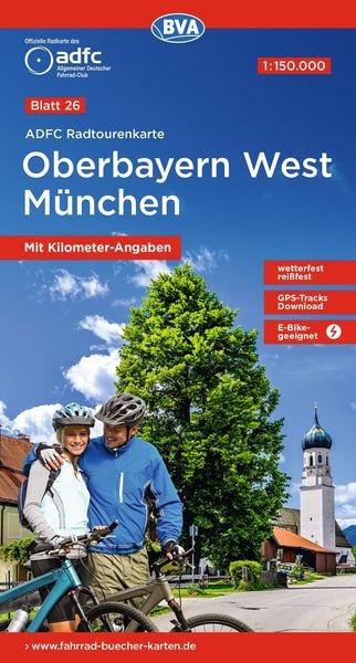 Produktbild: BVA ADFC Radtourenkarte Oberbayern West M&uuml;nchen 1:150.000