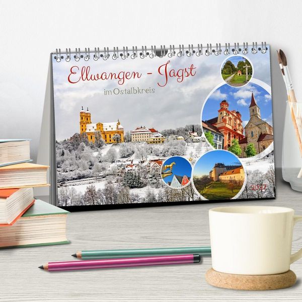 Produktbild: Ellwangen - Jagst im Ostalbkreis (Tischkalender 2027 DIN A5 quer), CALVENDO Monatskalender