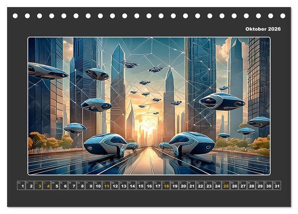 Produktbild: Zukunftsvision Megacity (Tischkalender 2026 DIN A5 quer), CALVENDO Monatskalender