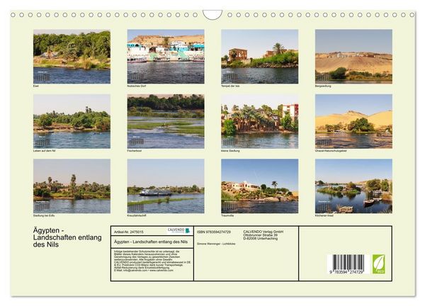 Produktbild: &Auml;gypten - Landschaften entlang des Nils (Wandkalender 2027 DIN A3 quer), CALVENDO Monatskalender