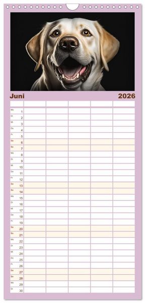 Produktbild: Familienplaner 2026 - Hunde Portr&auml;ts mit 5 Spalten (Wandkalender, 21 x 45 cm) CALVENDO