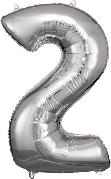 Produktbild: Amscan Folienballon Zahl 2 silber 50x88cm