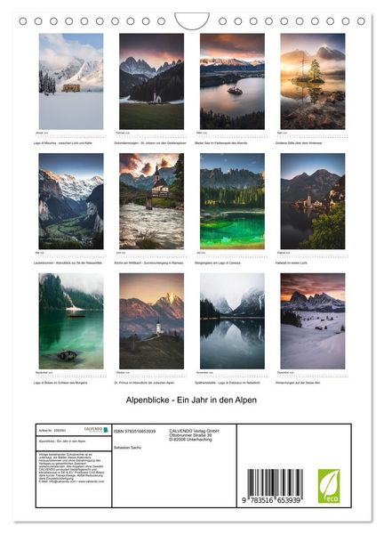 Produktbild: Alpenblicke - Ein Jahr in den Alpen (Wandkalender 2026 DIN A4 hoch), CALVENDO Monatskalender