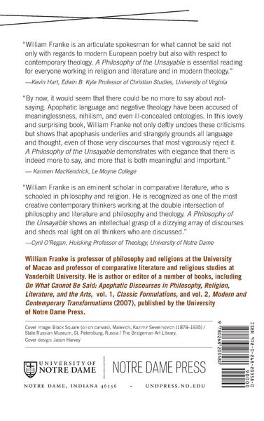 Produktbild: A Philosophy of the Unsayable