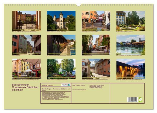 Produktbild: Bad S&auml;ckingen - Charmantes St&auml;dtchen am Rhein (Wandkalender 2026 DIN A2 quer), CALVENDO Monatskalender