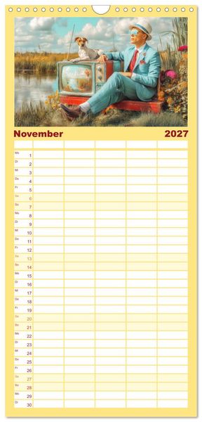 Produktbild: Familienplaner 2027 - Dandy und Retro Vintage - Portraits mit Humor mit 5 Spalten (Wandkalender, 21 x 45 cm) CALVENDO