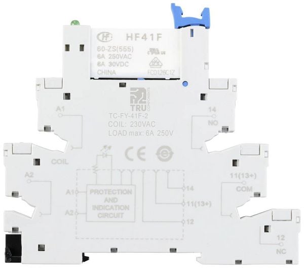 Produktbild: TRU COMPONENTS TC-FY-41F-2 230V Industrierelais Nennspannung: 230 V/AC Schaltstrom (max.): 6 A 1 &Ouml;ffner, 1 Schlie&szlig;er 1 St.