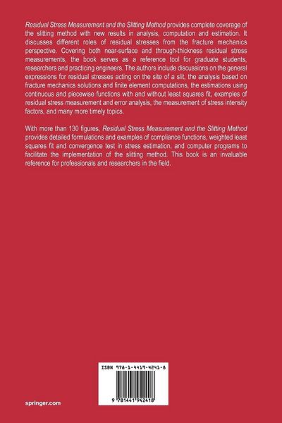 Produktbild: Residual Stress Measurement and the Slitting Method