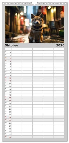Produktbild: Familienplaner 2026 - Shiba Inu - Stolz und Anmut mit 5 Spalten (Wandkalender, 21 x 45 cm) CALVENDO