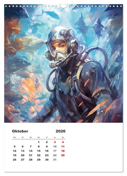 Produktbild: Tauchen im ewigen Blau. Eine Aquarell-Reise in die Tiefen der Meere (Wandkalender 2026 DIN A3 hoch), CALVENDO Monatskalender