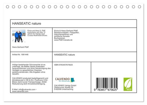 Produktbild: HANSEATIC nature (Tischkalender 2026 DIN A5 quer), CALVENDO Monatskalender