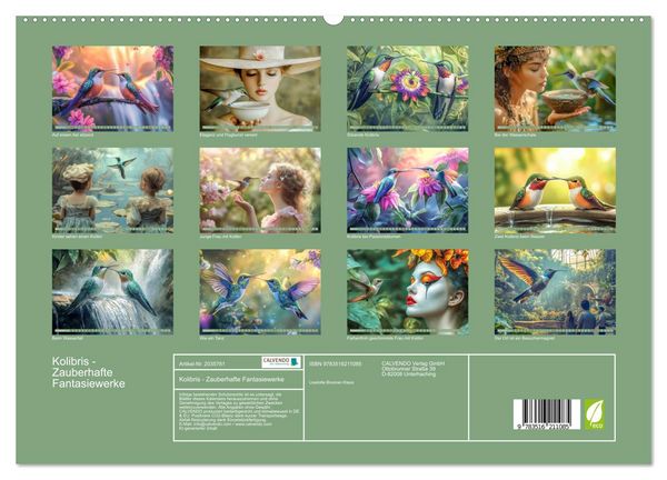 Produktbild: Kolibris - Zauberhafte Fantasiewerke (hochwertiger Premium Wandkalender 2026 DIN A2 quer), Kunstdruck in Hochglanz