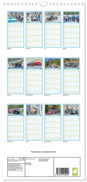 Produktbild: Familienplaner 2026 - Faszination Jochpassrennen mit 5 Spalten (Wandkalender, 21 x 45 cm) CALVENDO