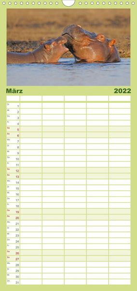 Produktbild: Flusspferde Magie des Augenblicks - Hippos in Afrika - Familienplaner hoch (Wandkalender 2022 , 21 cm x 45 cm, hoch)