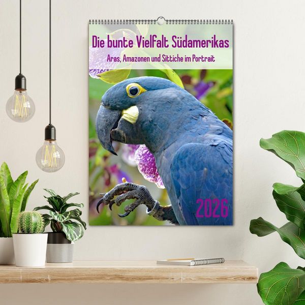 Produktbild: Die bunte Vielfalt S&uuml;damerikas - Aras, Amazonen und Sittiche im Portrait (Wandkalender 2026 DIN A2 hoch), CALVENDO Monatskalender