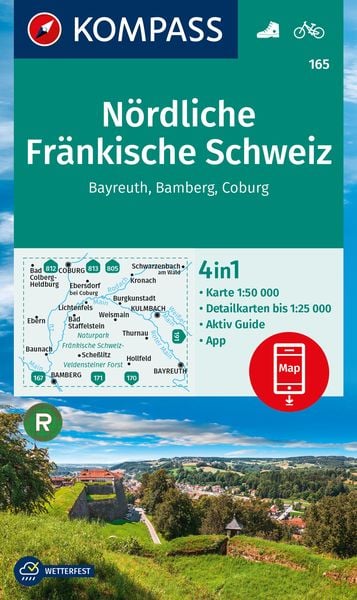 Produktbild: KOMPASS Wanderkarte 165 Nördliche Fränkische Schweiz, Bayreuth, Bamberg, Coburg 1:50.000