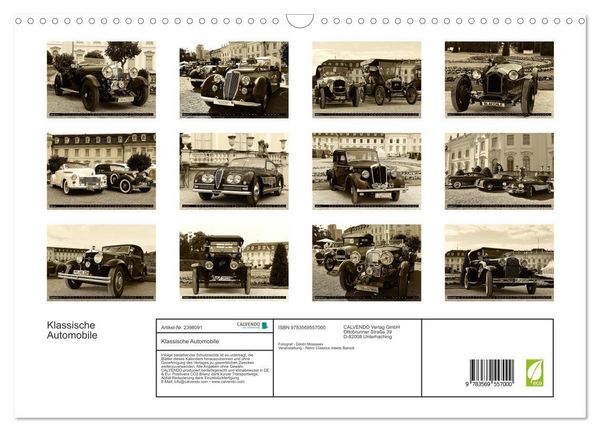 Produktbild: Klassische Automobile (Wandkalender 2027 DIN A3 quer), CALVENDO Monatskalender