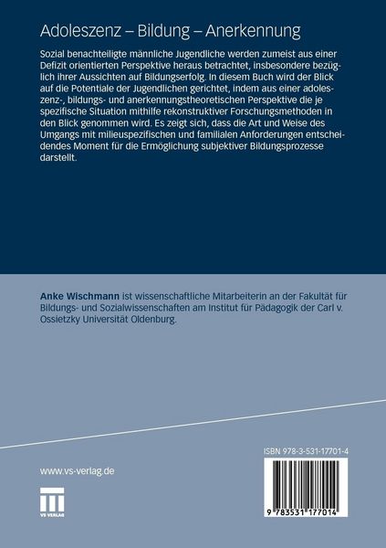 Produktbild: Adoleszenz - Bildung - Anerkennung