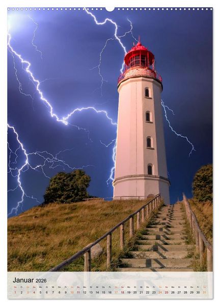 Produktbild: Leuchtt&uuml;rme im Gewitter (Wandkalender 2026 DIN A2 hoch), CALVENDO Monatskalender