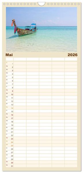 Produktbild: Familienplaner 2026 - Str&auml;nde wie ein Traum mit 5 Spalten (Wandkalender, 21 x 45 cm) CALVENDO