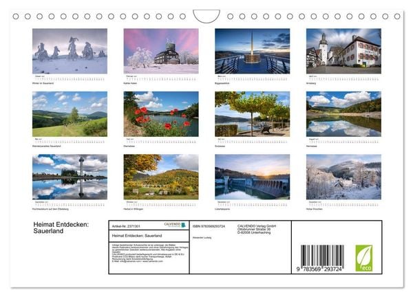 Produktbild: Heimat Entdecken: Sauerland (Wandkalender 2027 DIN A4 quer), CALVENDO Monatskalender