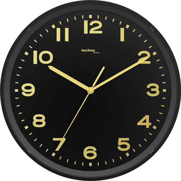 Produktbild: Techno Line WT 8500-1 gold Funk Wanduhr 30cm x 41mm Schwarz