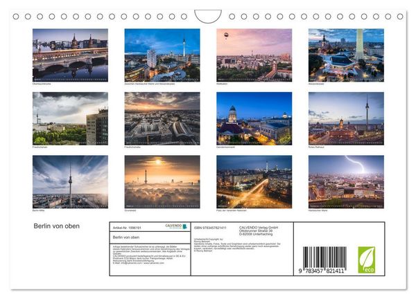 Produktbild: Berlin von oben (Wandkalender 2026 DIN A4 quer), CALVENDO Monatskalender