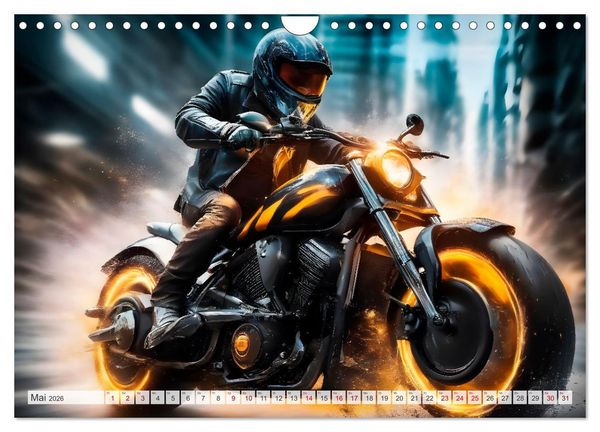 Produktbild: Coole KI-generierte MOTORR&Auml;DER (Wandkalender 2026 DIN A4 quer), CALVENDO Monatskalender