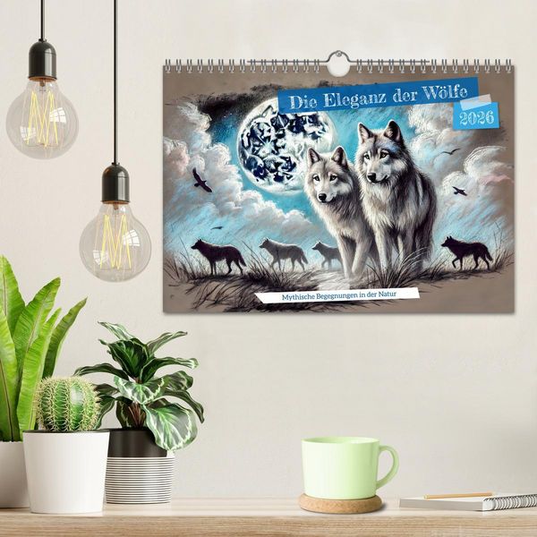 Produktbild: Die Eleganz der W&ouml;lfe - Mythische Begegnungen in der Natur (Wandkalender 2026 DIN A4 quer), CALVENDO Monatskalender