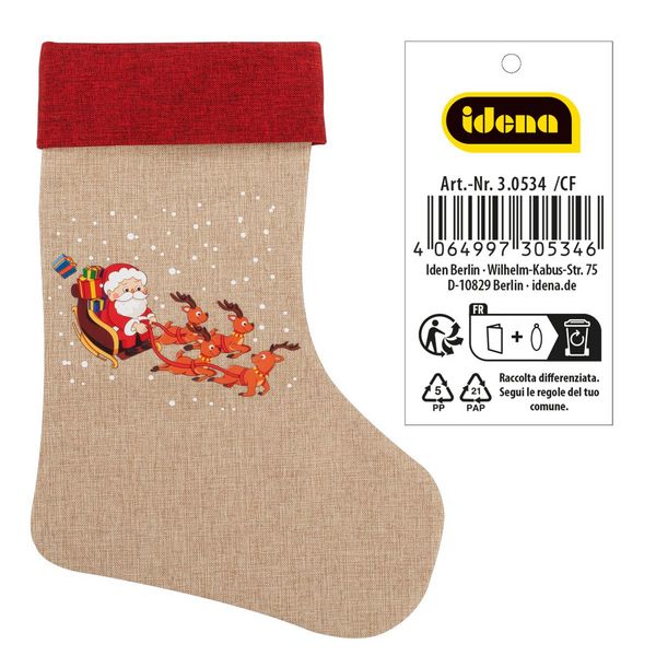 Idena Weihnachtsstrumpf Weihnachtsmann Schlitten 31x46cm