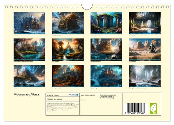 Produktbild: Visionen aus Atlantis (Wandkalender 2026 DIN A4 quer), CALVENDO Monatskalender